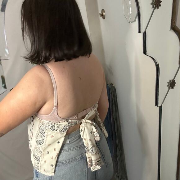 Anthropologie Bishop+Young Spencer Halter Top Beige Paisley - Picture 4 of 7
